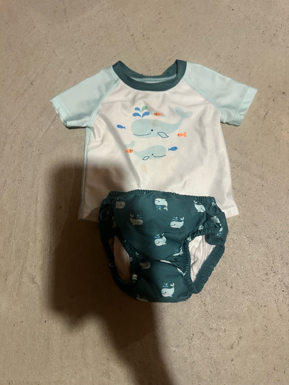 George Baby Two-Piece Swim Set - Teal & White